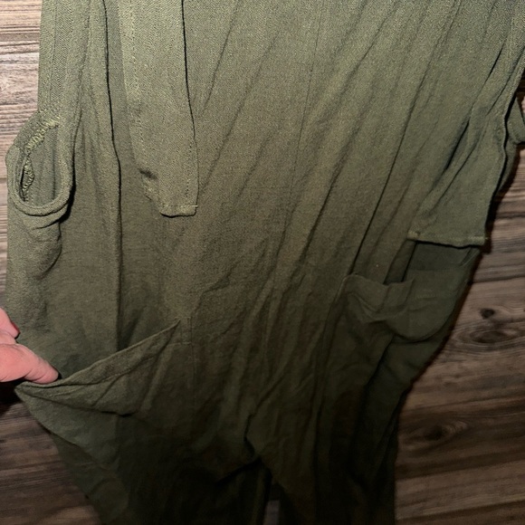 NATURAL LIFE Carly Olive Drab Green Jumpsuit Overalls Pockets Adjustable Linen - Picture 6 of 9